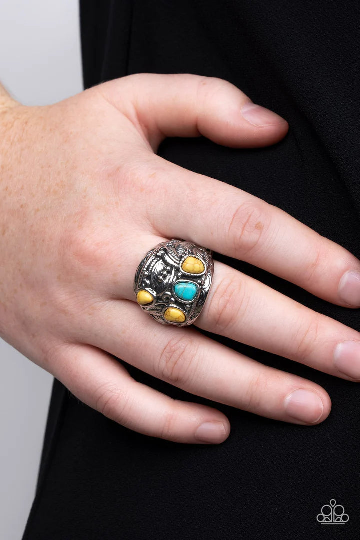 Paparazzi Rings - Paparazzi Targeted Timelessness Yellow Ring | CarasShop