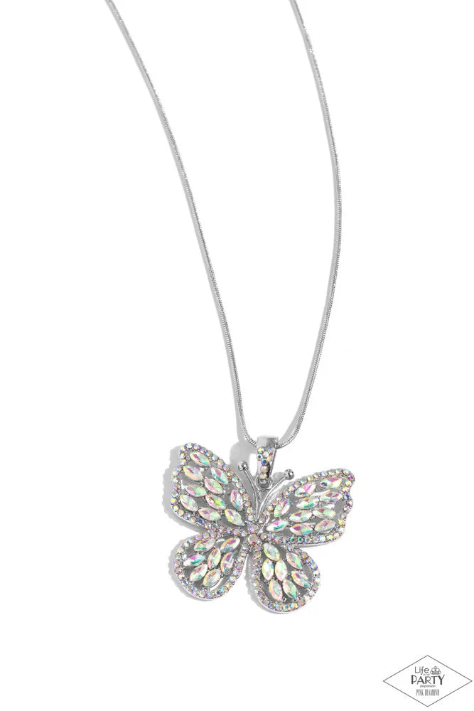 Paparazzi Fame And Flutter - Multi Iridescent Necklace - Life of the Party Empire Diamond Exclusive