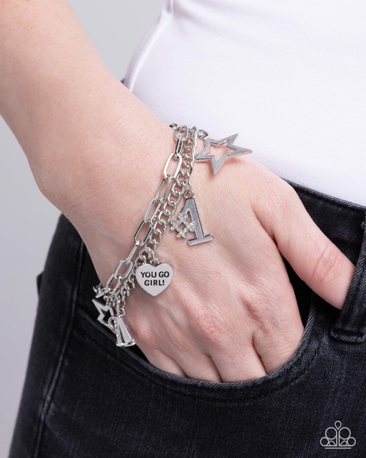 Paparazzi Team Spirit - White Charm Bracelet