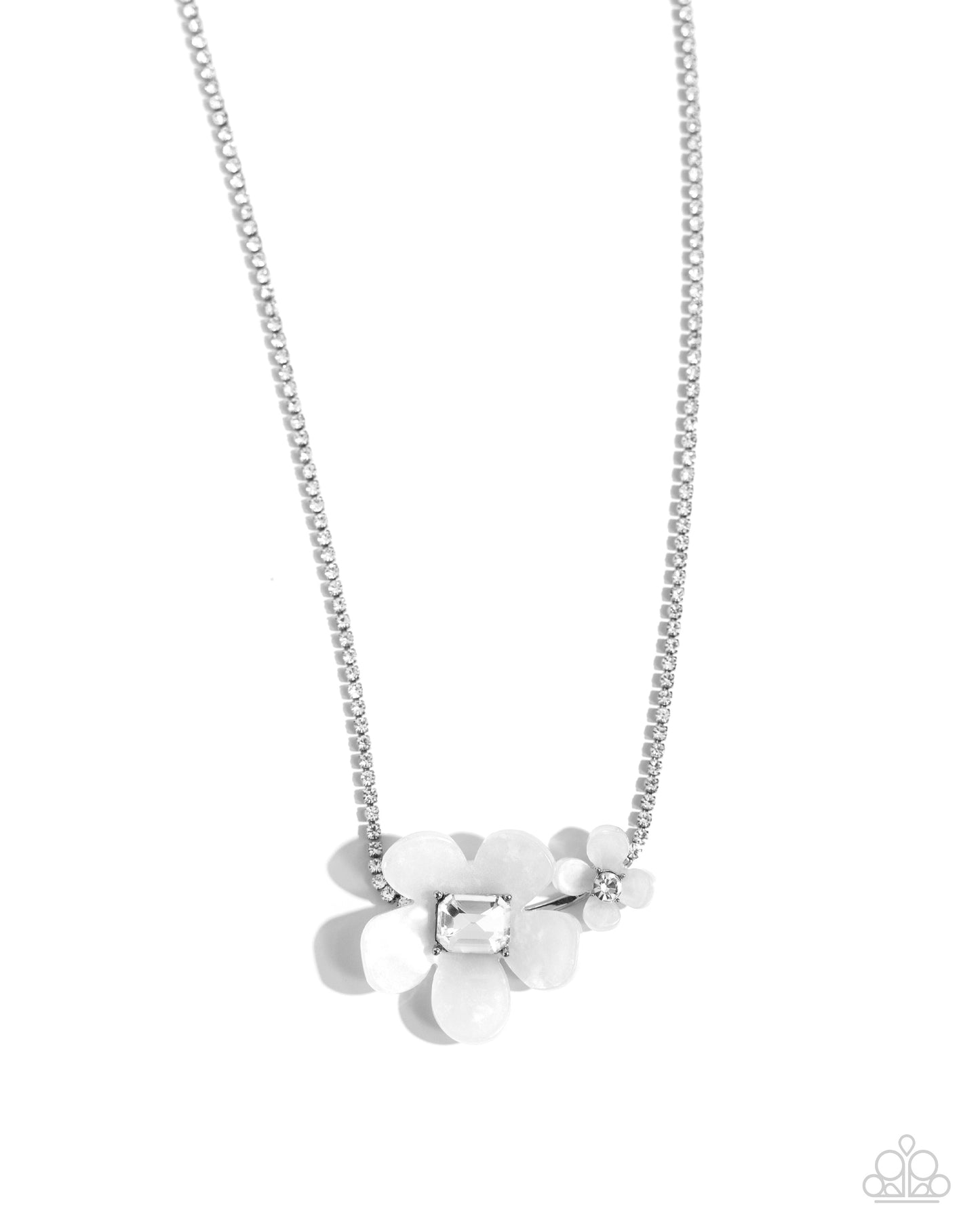 Paparazzi  Dainty Deduction White Necklace and Dainty Devotee White Bracelet - 2 Piece Set