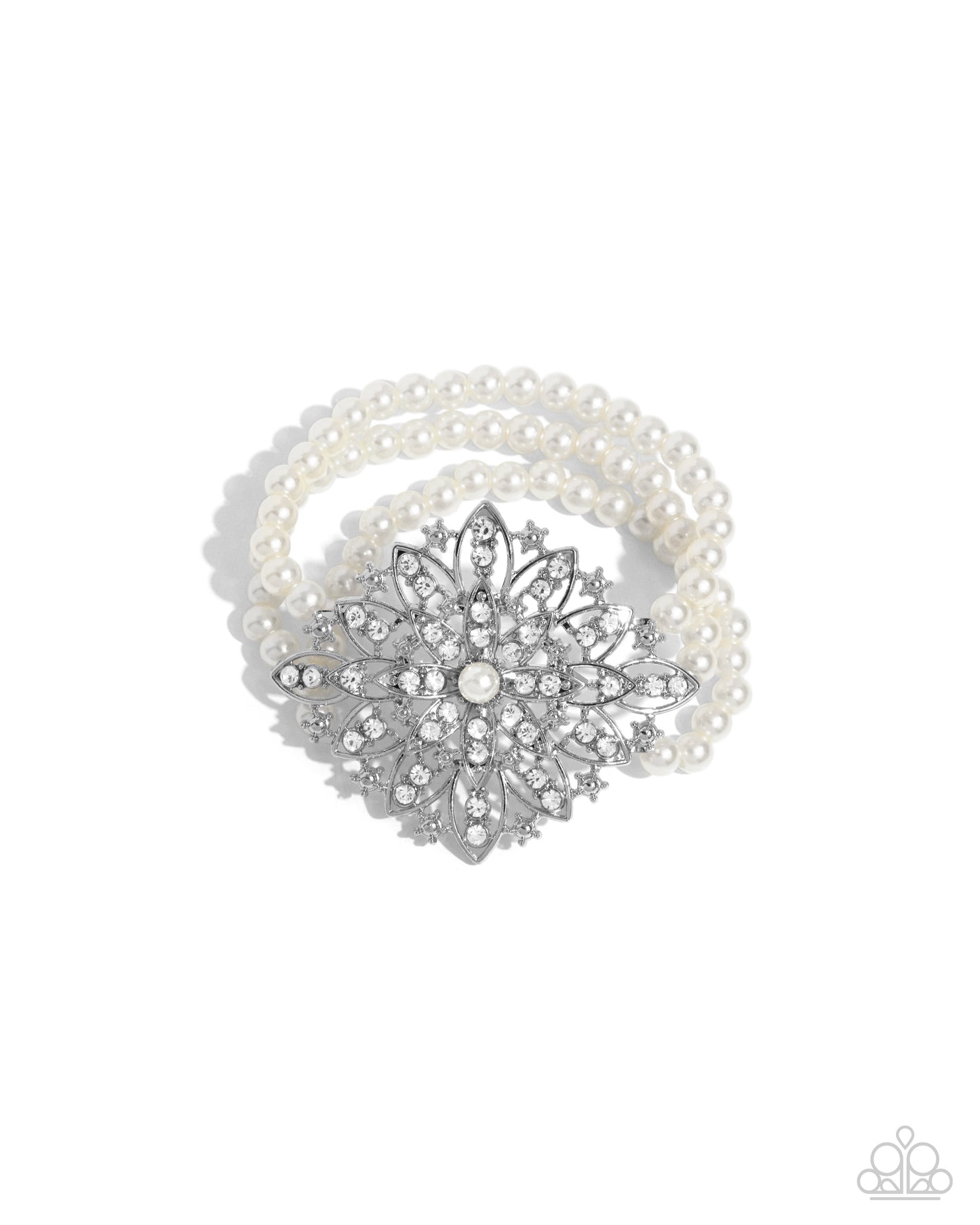 Paparazzi Flattering Florals - White Bracelet