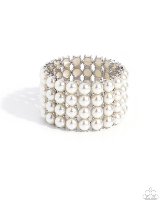 Paparazzi Ombré Overture - White Pearl Bracelet