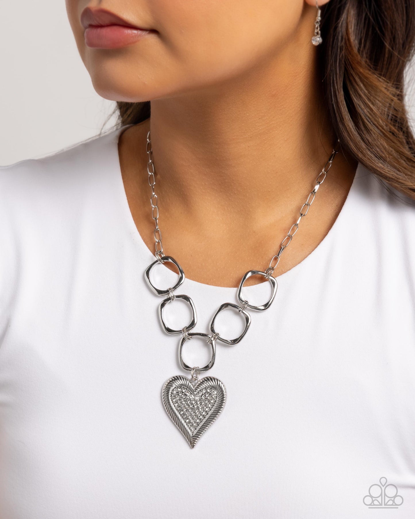 Paparazzi Focused Affection - White Heart Necklace