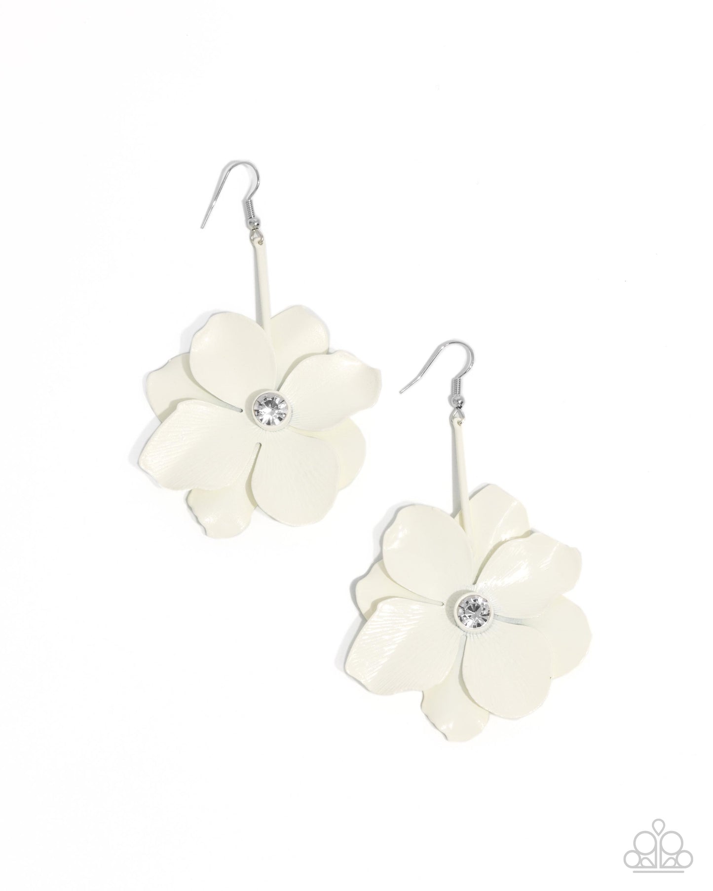 Paparazzi Generous Glisten - White Floral Earrings