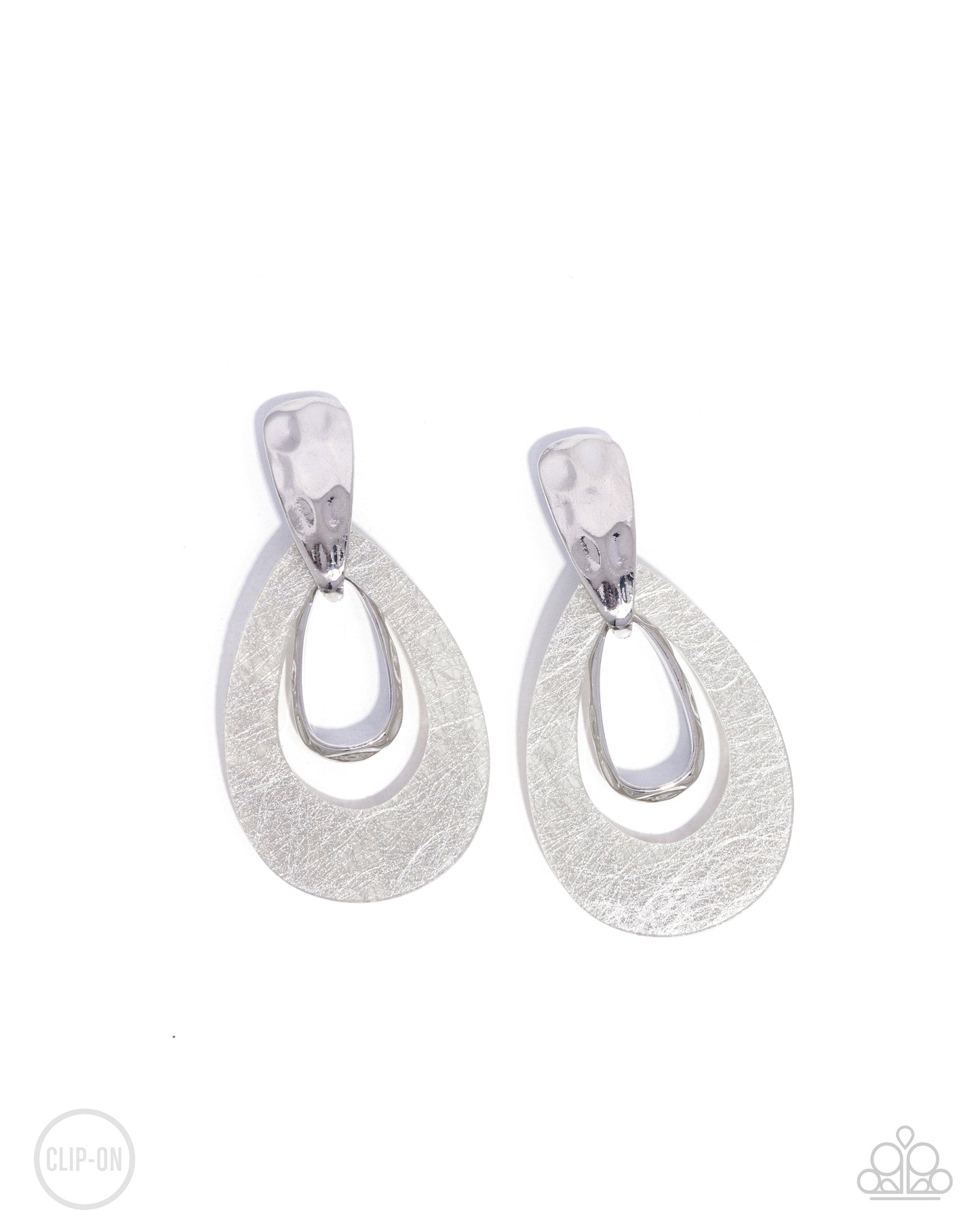 Paparazzi Tattered Teardrop - Silver Earrings