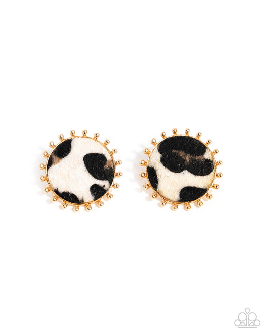 Paparazzi Cowhide Couture - Brown Animal Print Earrings