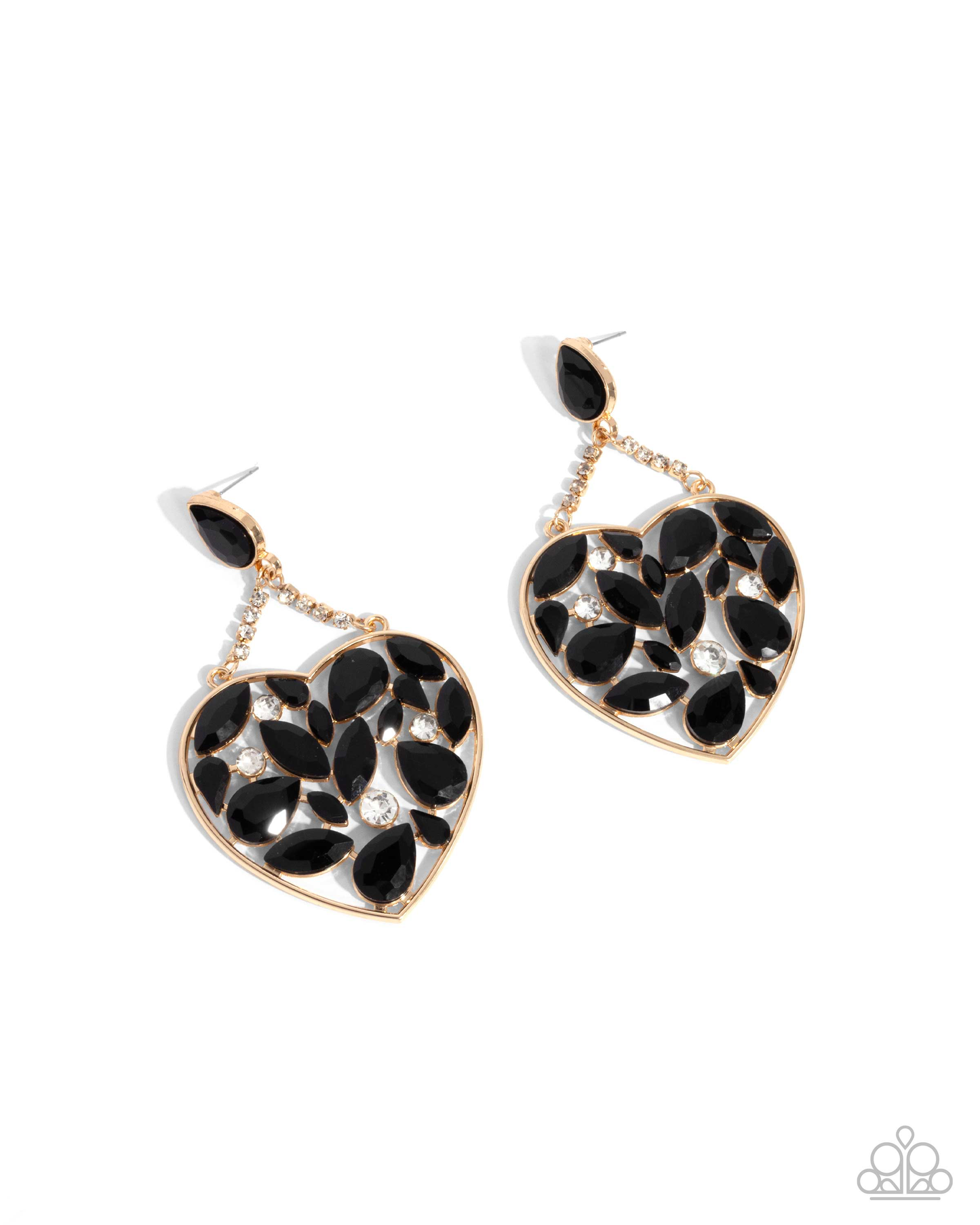 Paparazzi Glittery Gait - Black Heart Earrings