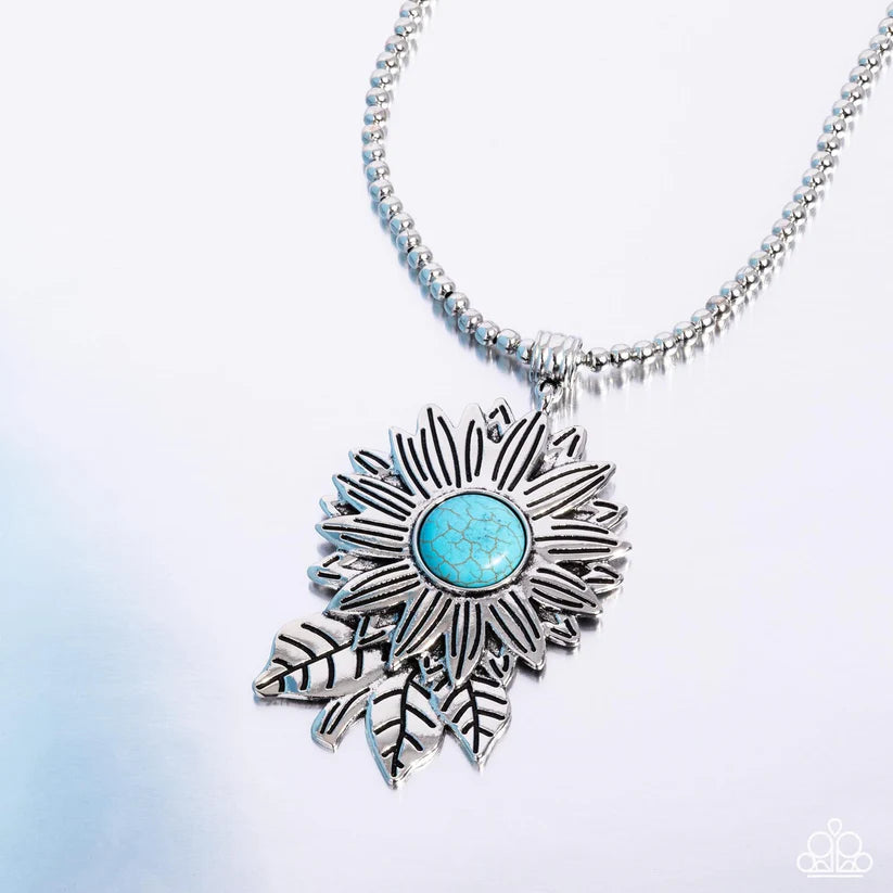 Paparazzi Sunflower Solstice - Blue Necklace - Empire Diamond Exclusive