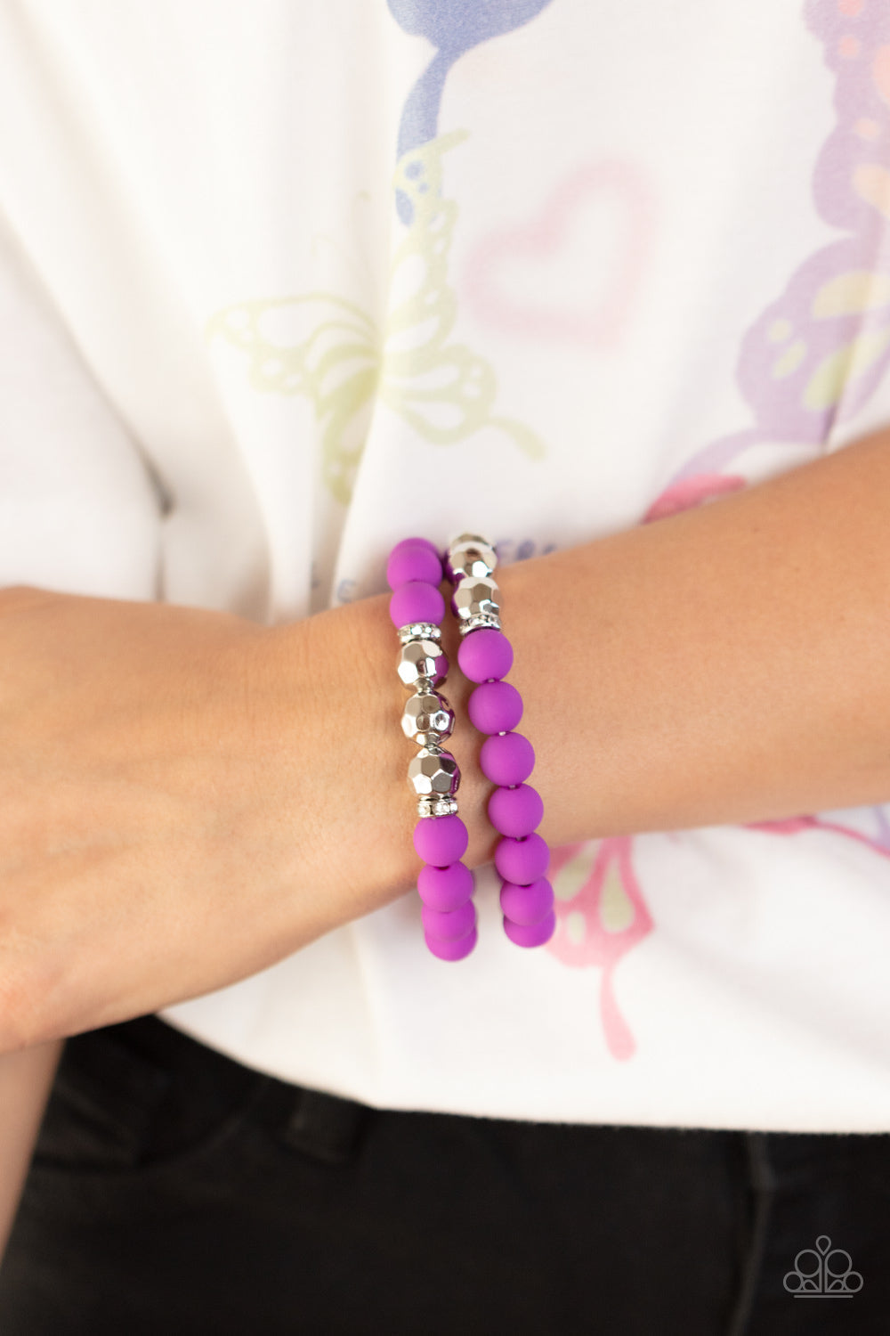 Paparazzi 2 Piece Set: Summer Splash - Purple Necklace & Dip and Dive - Purple Bracelet