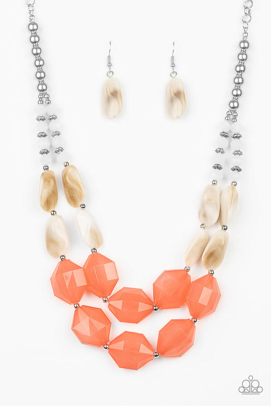 Paparazzi Seacoast Sunset - Orange Necklace - A Finishing Touch 