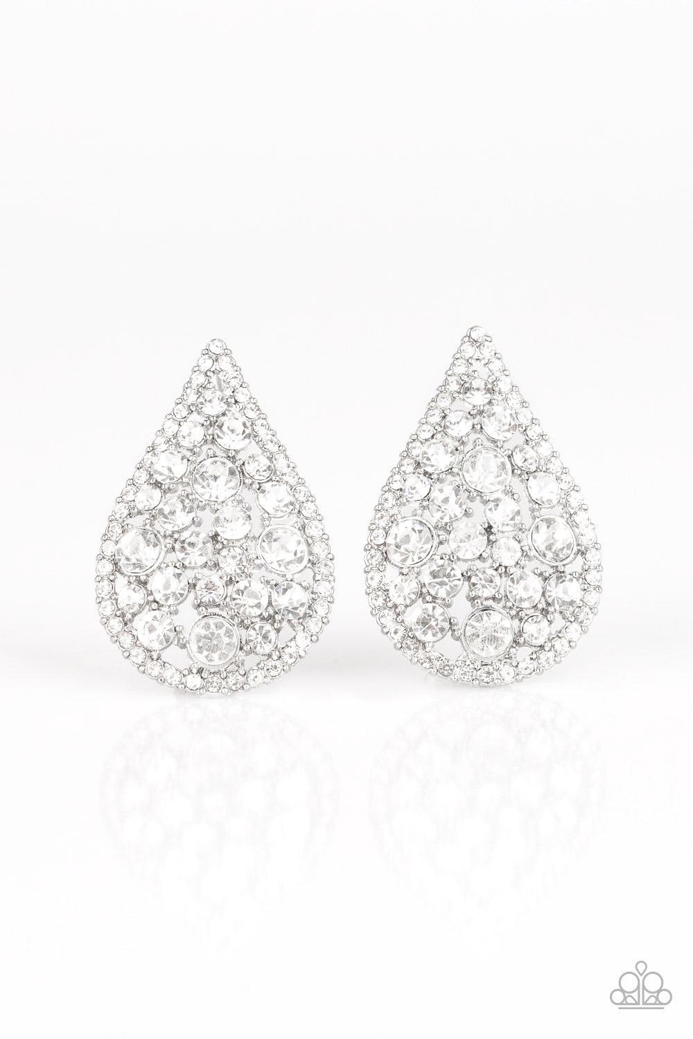 Paparazzi REIGN-Storm - White Teardrop Earrings – A Finishing