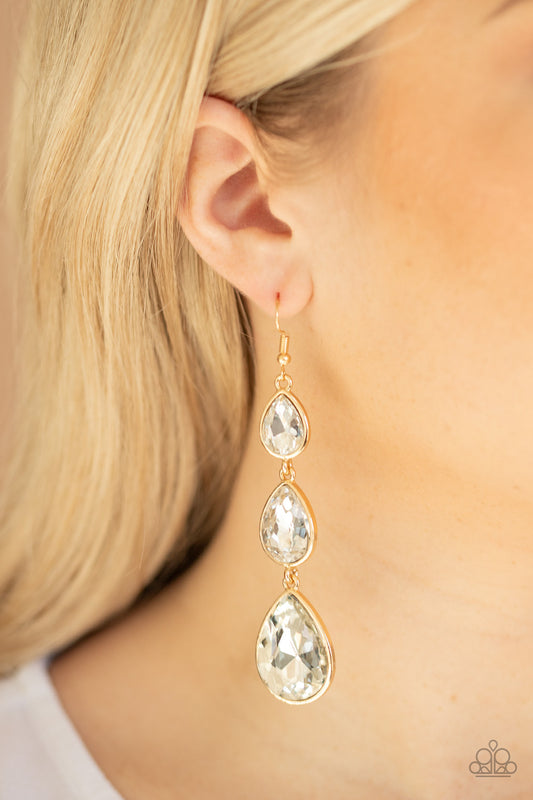 Paparazzi Metro Momentum - Gold Teardrop Earrings - A Finishing Touch 