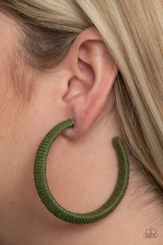 Paparazzi TWINE and Dine - Green Earrings - A Finishing Touch 