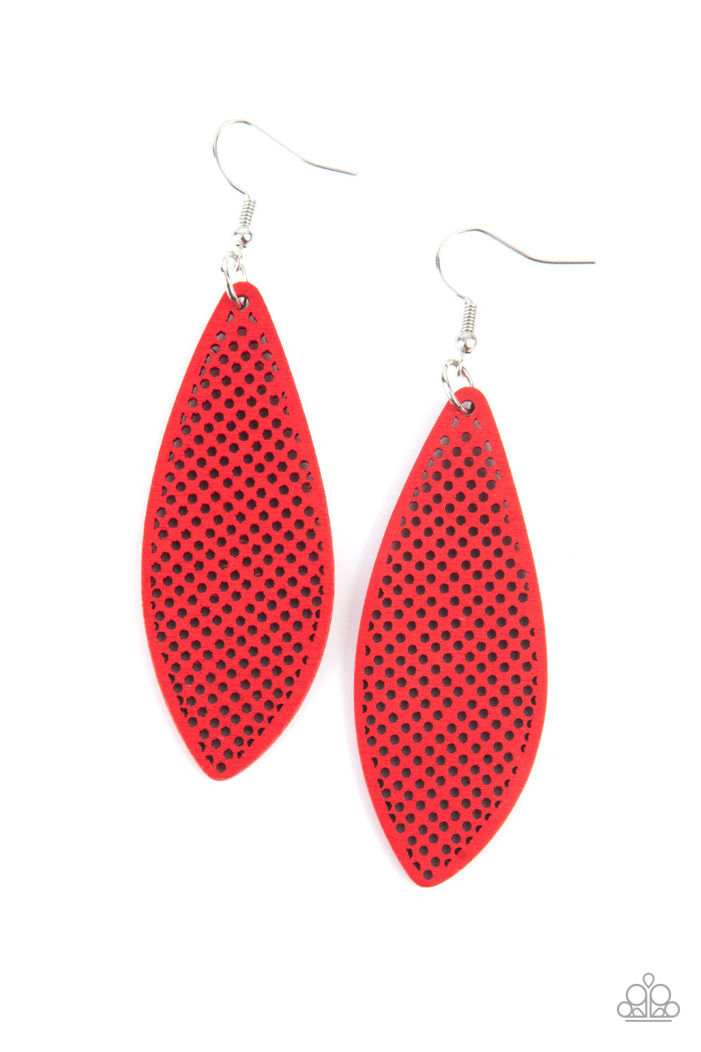 Paparazzi Surf Scene Red Wood Earrings