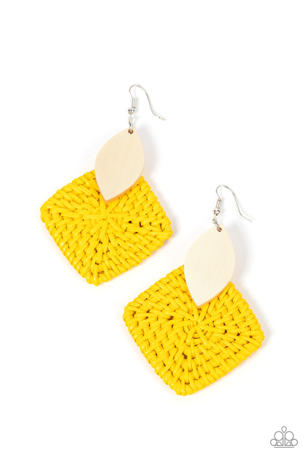 Paparazzi yellow wooden deals earrings