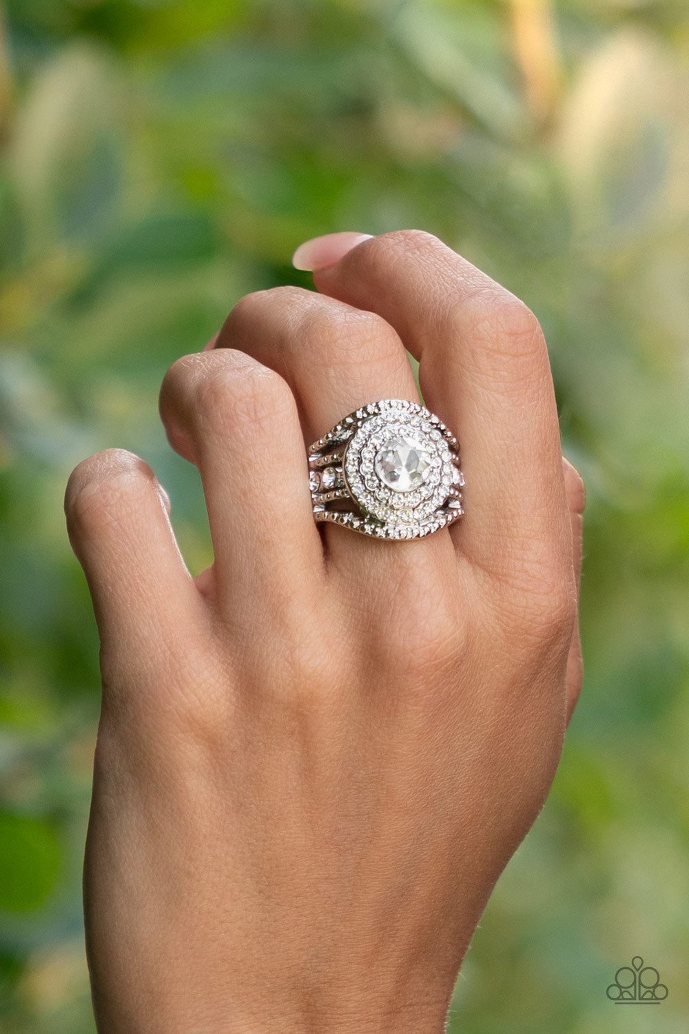 Paparazzi Understated Drama - White Ring - A Finishing Touch Jewelry