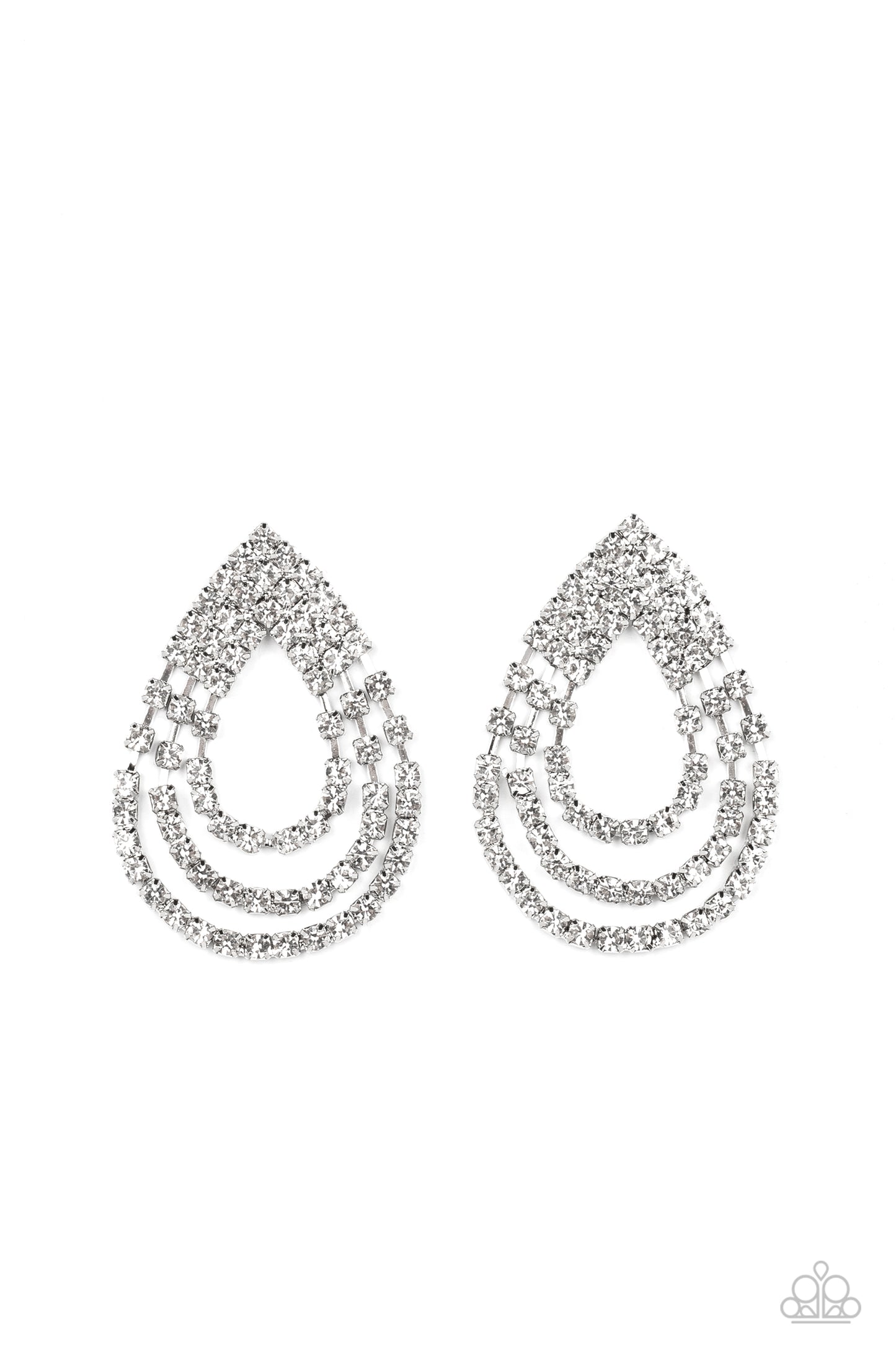 Paparazzi Take a POWER Stance - White Earrings - A Finishing Touch Jewelry