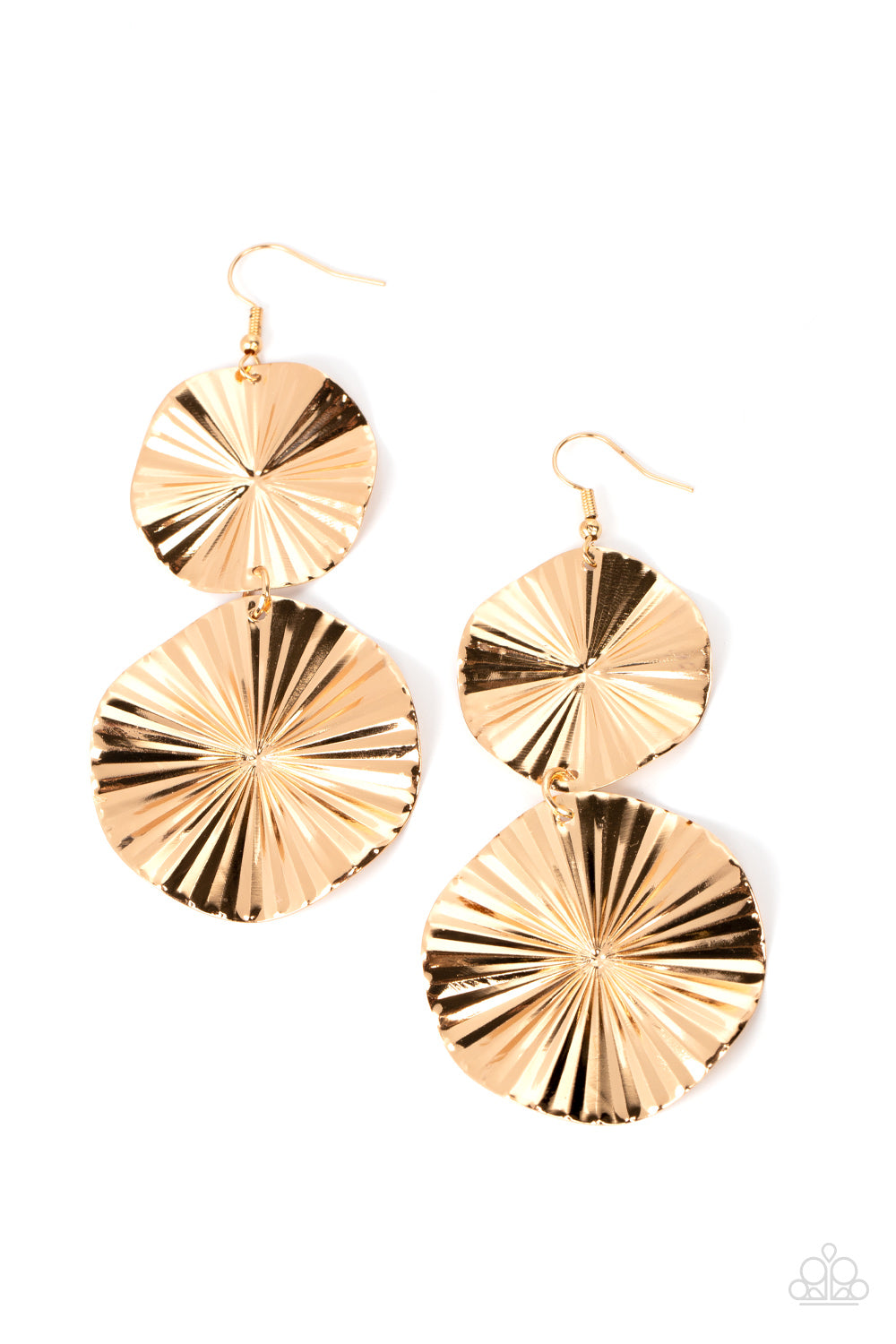 Paparazzi In Your Wildest FAN-tasy - Gold Earring- Paparazzi Jewelry Images