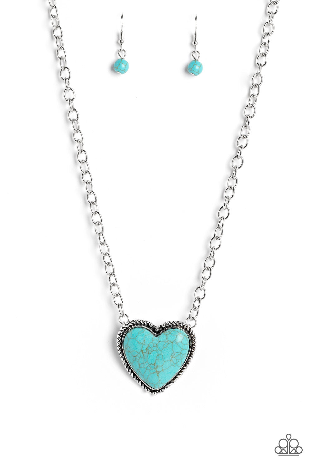 Blue heart store necklace paparazzi