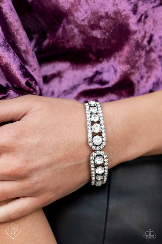 Paparazzi Spellbinding Splendor - White Bracelet- Fashion Fix January 2023-Paparazzi Jewelry Images 