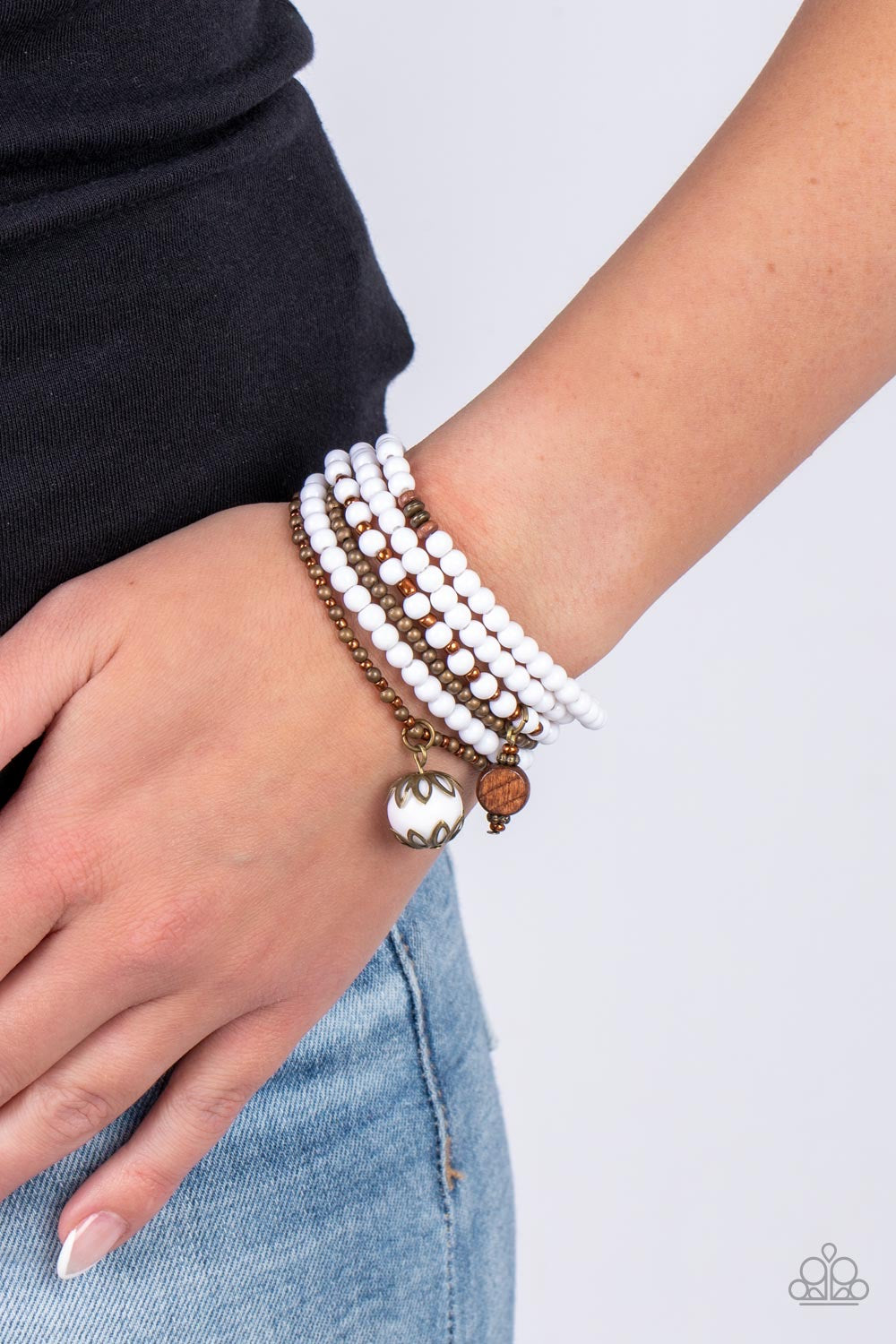 Paparazzi Epic Escapade - White Bracelet -Paparazzi Jewelry Images 