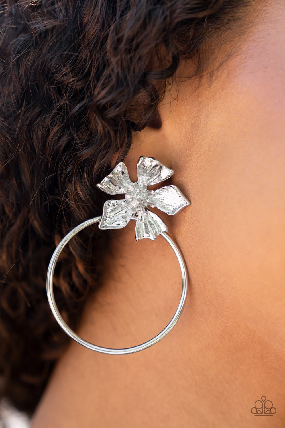 Paparazzi Buttercup Bliss- Silver Earring- Life of the Party August 2022 - A Finishing Touch Jewelry