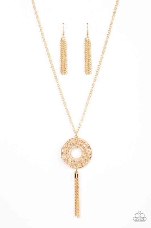 Paparazzi Tai Chi Tassel - Gold Necklace